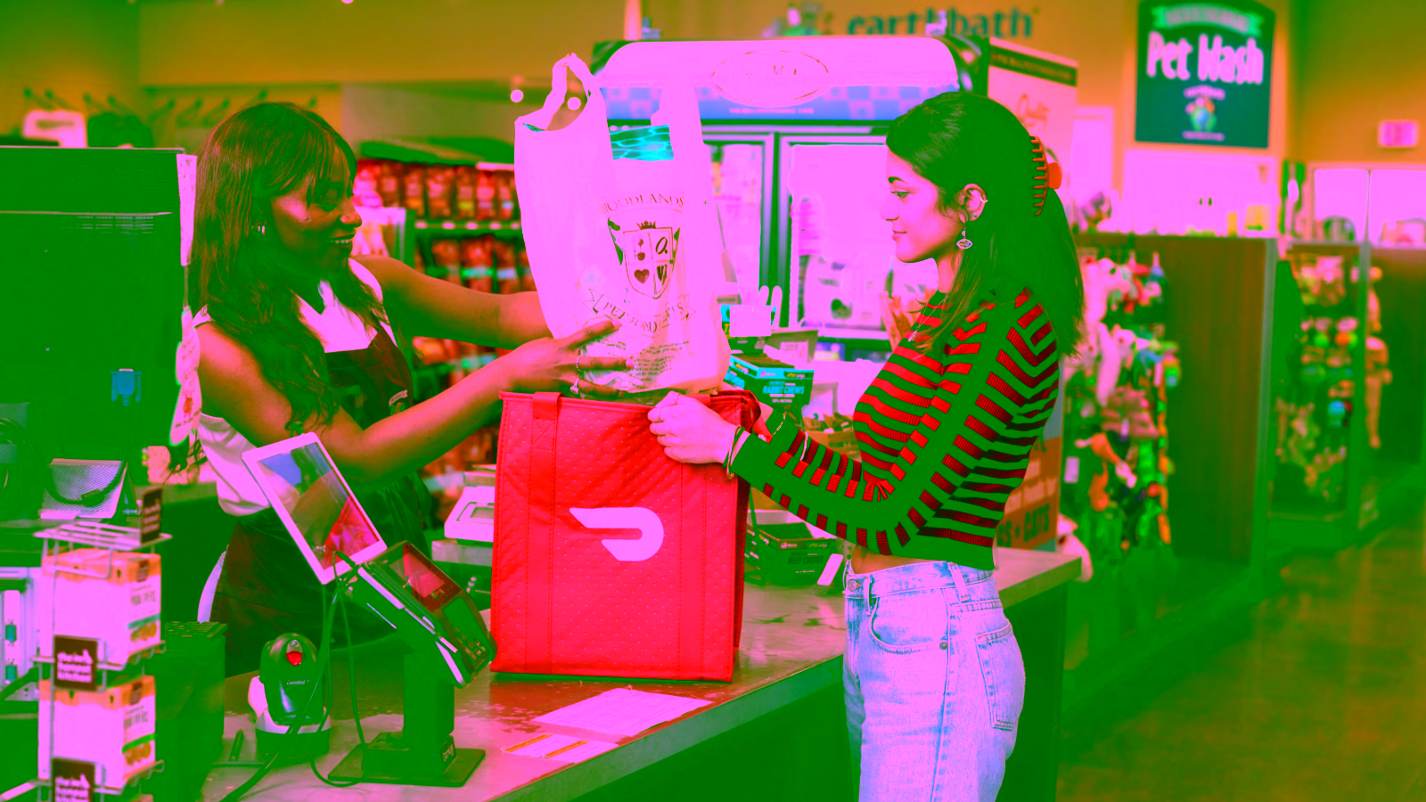 Cashier and customer at checkout
