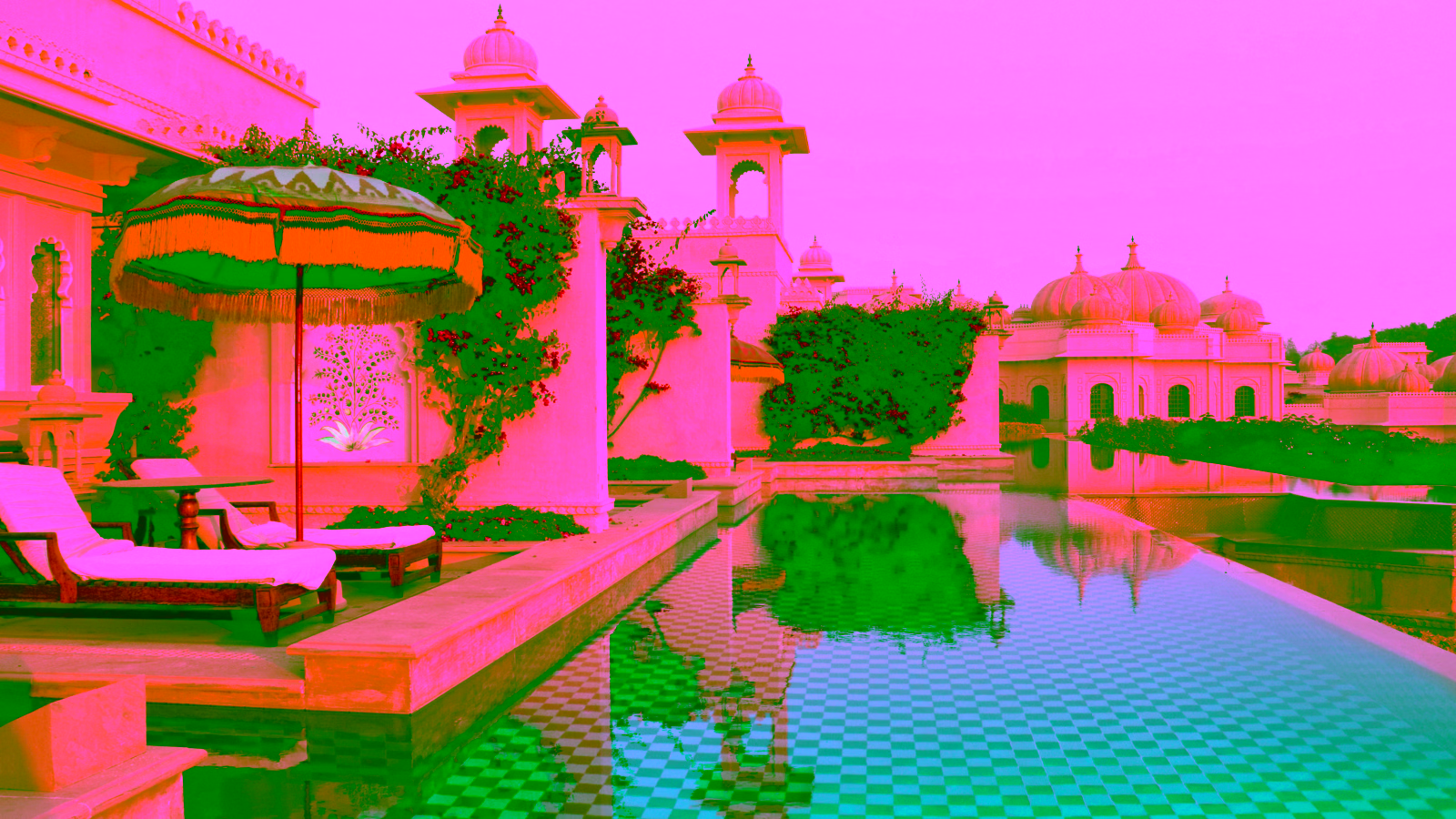 Luxury palace-style poolside