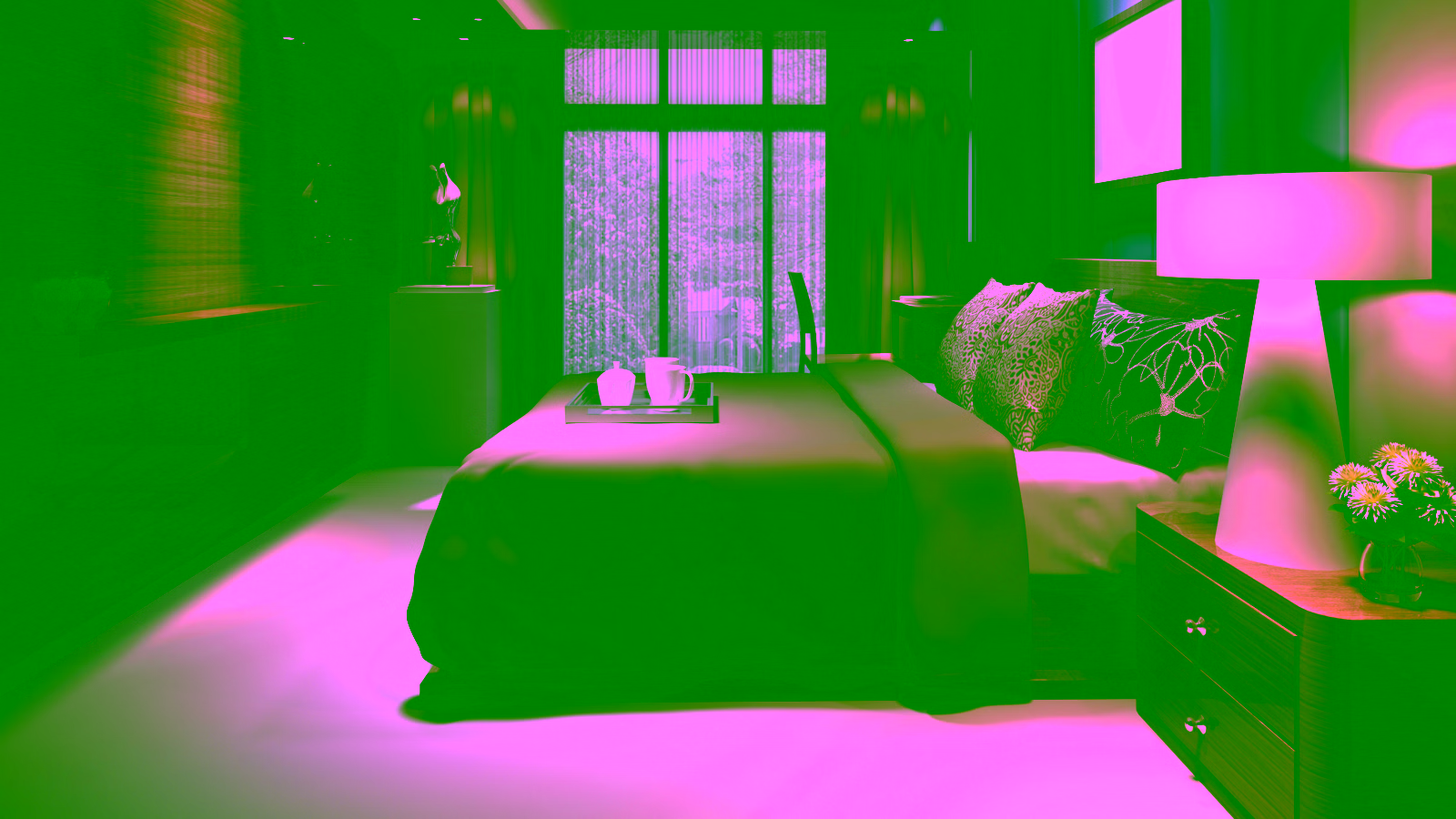 Modern, minimalist bedroom with neutral tones and natural light