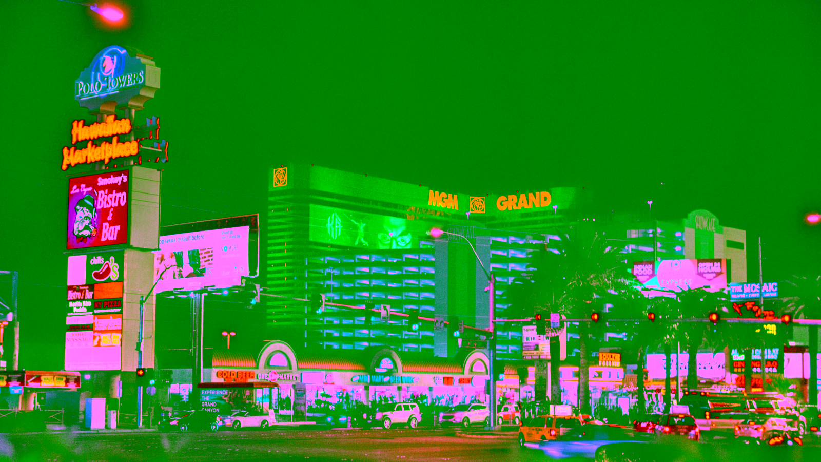MGM Grand hotel and casino exterior Las Vegas Strip nighttime view