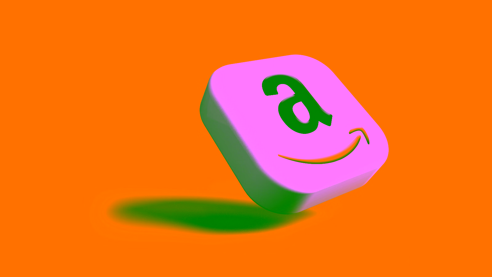 3D Amazon logo icon on orange background